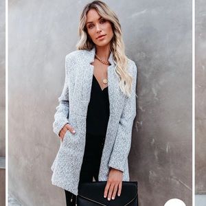Retro Tayshia Pocketed Heather Grey Coat